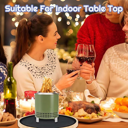 2 Pcs Tabletop Fire Pit Mat Set 10" Heat Resistant Mats Round Wooden Bamboo Tray with Fireproof Pad for Indoor Outdoor Winter Stoves to Protect Countertop and Table (12inch)