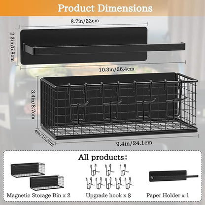 2 Pack Magnetic Storage Bins and Paper Towel Holder for Traeger Smoker Grills, Suit for Traeger Ironwood 885, Pro Series 34, Pro Series 22, Pro D2 575, Pro 780, Ironwood 650, Z-Grills, Pit boss