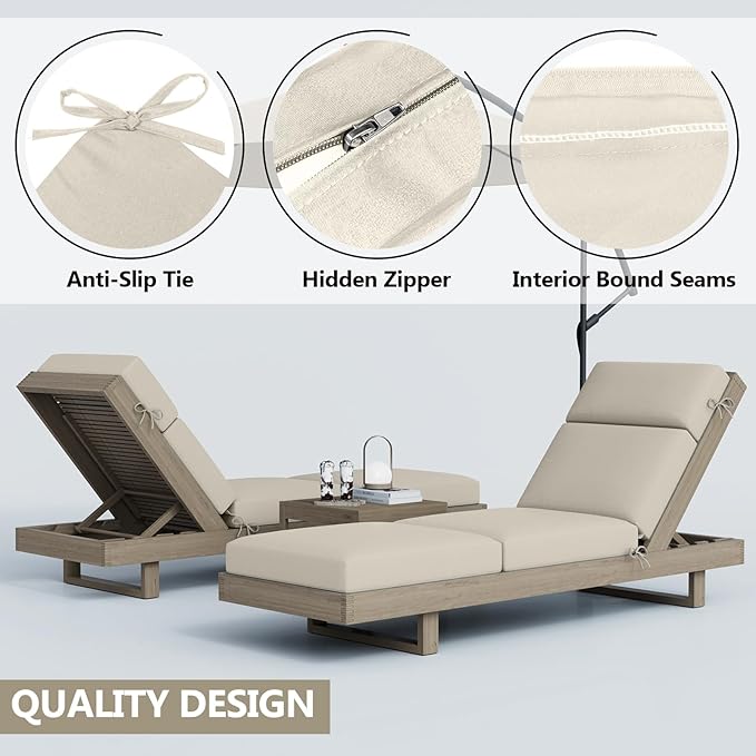 Chaise Lounge Cushions Outdoor, 80 x 26 x 4 Inch Lounge Chair Cushions for Outdoor Furniture - Waterproof Lounge Patio Replacement Cushion, 4In Fade-Resistant ThickPatio Chaise Lounge Cushion