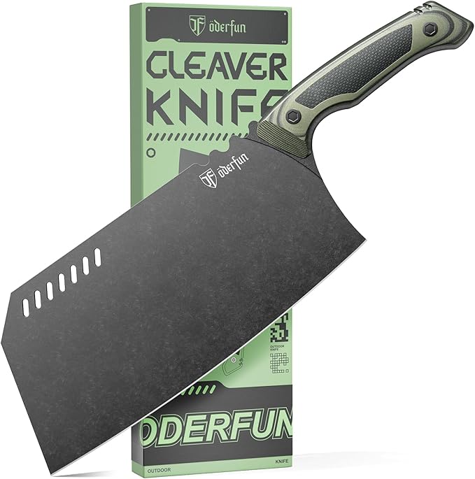 9 Inch Meat Cleaver - Rust-Resistant Full-Tang Steel, G10 Non-Slip Handle - Professional Bone Cutting Knife for Outdoor Cooking & Butcher Use with Gift Box - Knife For Men Dad Father