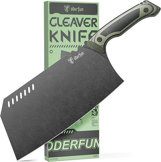 9 Inch Meat Cleaver - Rust-Resistant Full-Tang Steel, G10 Non-Slip Handle - Professional Bone Cutting Knife for Outdoor Cooking & Butcher Use with Gift Box - Knife For Men Dad Father