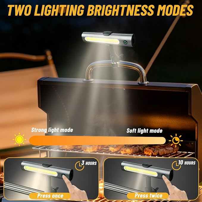 Barbecue Grill Light for Outdoor, Rechargeable 360° Rotatable Waterproof LED Light with Ultra-Bright COB LED, Magnetic Base, Grill Accessories, Smoker BBQ Grilling Gift for Men Dad Him
