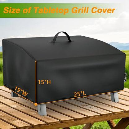 EVRBUL Portable Grill Cover Fit for Cuisinart CGG-306 2 Burner Gas Grill, 420D Tabletop Grill Cover Fit for Pit Boss 10697 75275 Fit for Royal Gourmet GT1001, 25" L x 19" W x 15" H