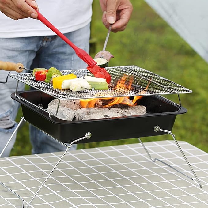Portable Charcoal Grill - Foldable BBQ Grill for Outdoor Camping Backyard Cookouts Picnic and Patio - Compact Lightweight and Easy to Store