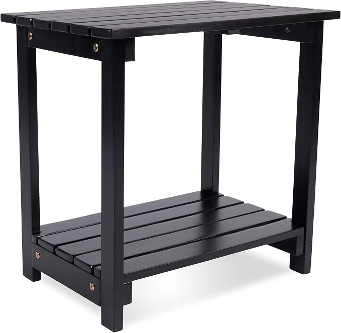 Shine Company Indoor/Outdoor Providence Rectangular Acacia Wooden Side Table, Black