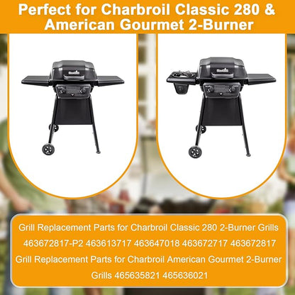 Grill Replacement Parts for Char-Broil Classic 280 2-Burner 463672817 463672717 Gas Grill G320-0200-W1A Grill Burner G215-0203-W1 Heat Tent Stainless Steel Cooking Grate Adjustable Crossover Tube