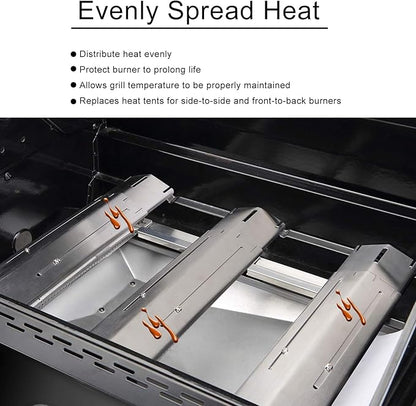 Universal Adjustable Tent Shield, Stainless Steel Heat Plate, Grill Burner Cover, Heat Tent, Grill Repair Kits for Charbroil and Other Gas Grill Models, BBQ Replacement Parts, Pack of 4