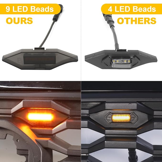 3D White Led Grills Lights for 2020-2023 Toyota Tacoma Raptor Light | 4pcs ,TRD Off Road Sport OEM Grill,Rapt0r Lights for Tacoma 6 LED Upgrade Grille Light