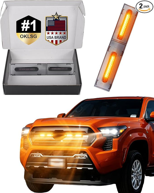 LED Front Grill Lights for Toyota Tacoma 2024 2025 2026 SR SR5, Yellow | 4th Gen Tacoma Raptor Grille Lights, Upgrade Tacoma LED Lights, Snap-in Installation, OEM Style, Off-road Driving