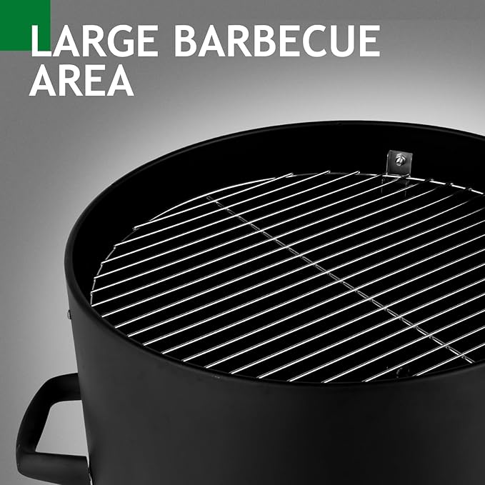 Vertical Steel Charcoal Smoker, Heavy Duty 3 Layer Round BBQ Grill, Outdoor Grill Cooker, Outdoor Camping Grill, Backyard Barbeque Grill for Outdoor Cooking, Black