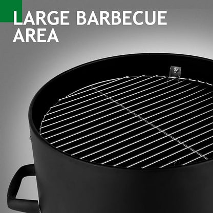 Vertical Steel Charcoal Smoker, Heavy Duty 3 Layer Round BBQ Grill, Outdoor Grill Cooker, Outdoor Camping Grill, Backyard Barbeque Grill for Outdoor Cooking, Black