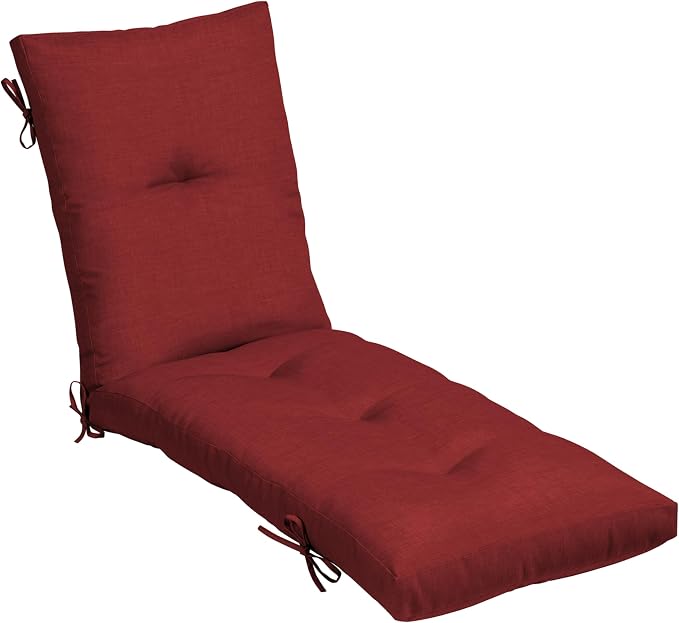 Arden Outdoor Plush Modern Tufted Chaise Cushion, 76 x 22, Rain-Proof, Fade Resistant, Tufted Cushion for Chaise Lounger Ruby Red Leala | Plush Comfort, Modern Tuft, Lounge Cushion, Rain-Proof, Fade Resistant, Mold and Mildew Resistant