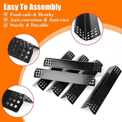 Uniflasy Grill Replacement Parts Kit for Expert Grill 6-Burner 720-0969, 720-0969G, 720-0969GB, 720-0969GA Propane Gas Grill Porcelain Steel Heat Plate Stainless Steel Burners, 6 Packs