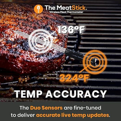 MeatStick WiFi Kit [Unlimited Range] | Duo Sensors Smart Wireless Meat Thermometer with Bluetooth | for Smoking, Grilling, BBQ, Air Fryer, Deep Frying, Oven, Sous Vide, Rotisserie