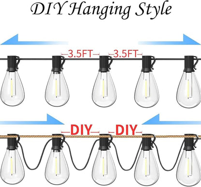 REEMEER 60FT Outdoor String Lights S11 LED Patio with 17 Plastic Bulbs(1 Spare),Waterproof Connectable Hanging Lights for Backyard Porch Balcony Party Decor