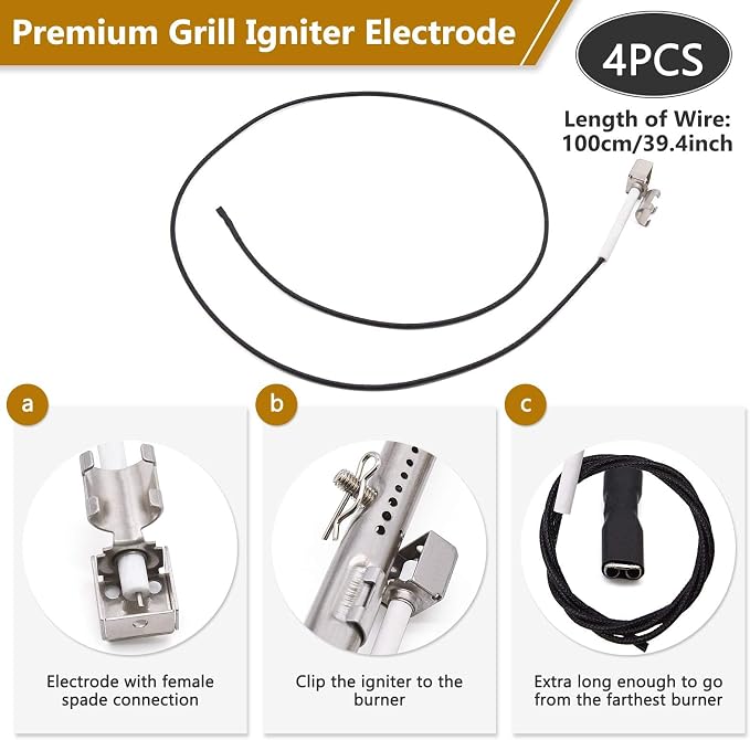 Criditpid Grill Replacement Parts for Charbroil Performance 5 Burner 463347519 463275517, Grill Burner, Heat Tent Plate Shield, Carryover Tube, Igniter & Temp Gauge Kit for Charbroil 463243518 Grill