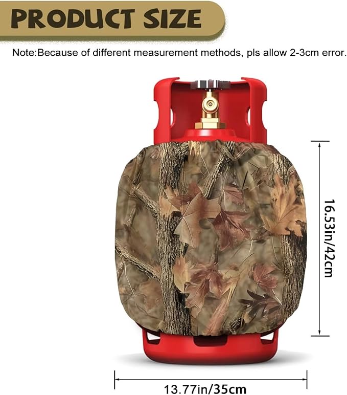 Propane Tank Covers 20lb Camo Brown Outdoor Heavy Duty Waterproof Windproof Gas Tank Cylinder Cover with Elastic Brand, Dress up Your Gas Grill 2 pcs