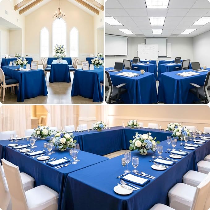 8 Pack Royal Blue Tablecloth 60 x 126 Inch Rectangle For 8 Foot Tables | Wrinkle Resistant, Washable Polyester Fabric, Rectangular Table Cloth for Wedding Party Banquet Buffet and Camping