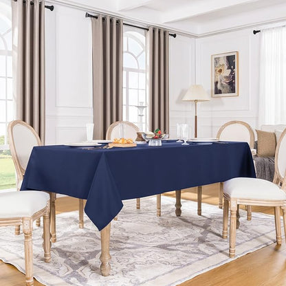 Softalker Rectangle Tablecloth, Waterproof Table Cloths Wrinkle Free Fabric Washable Polyester Table Cover for Dining Tables Party Outdoor Camping Parties Buffet - 60 x 84 inch, Navy Blue