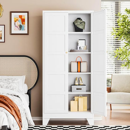 Letaya 72" H Metal Storage Cabinet with 2 Doors and 4 Shelves,Tall Kitchen Pantry Cabinets,Utility Pantry Organizers for Cupboard/Dining/Bathroom/Home Office/Garage (Black, 72" H x 18" D x 33.5" W)