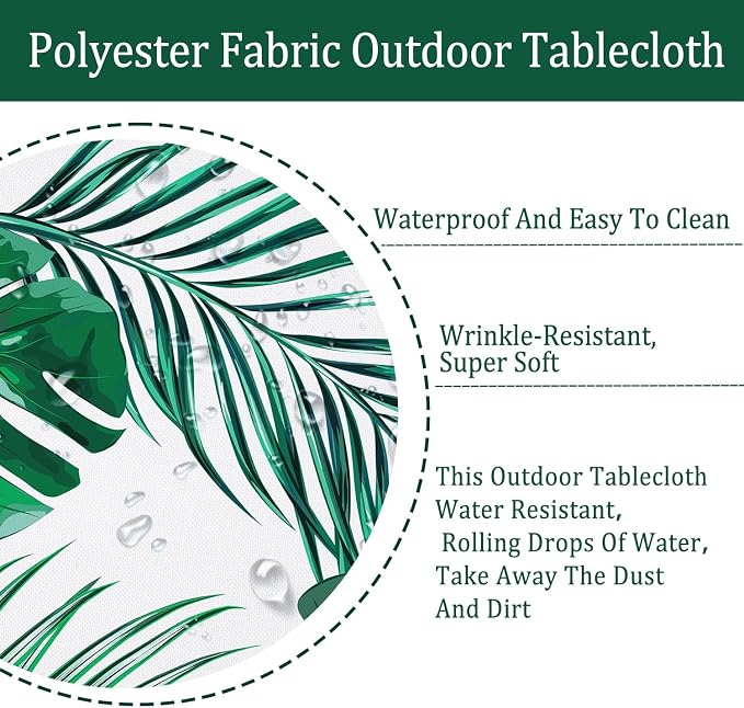 Outdoor Tablecloth with Umbrella Hole Umbrella Tablecloth Patio Tablecloths with Zipper for Courtyards, Terraces, and Beaches 60 x 120 in