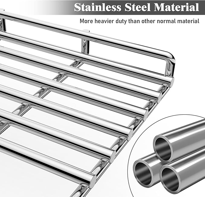 Uniflasy Stainless Steel Warming Rack Compatible with Weber Genesis II 300 Series, Replacement Upper Grill Rack for E-310 E-315 E-330 E-335 S-310 S-335 Gas Grills, Replaces 66044