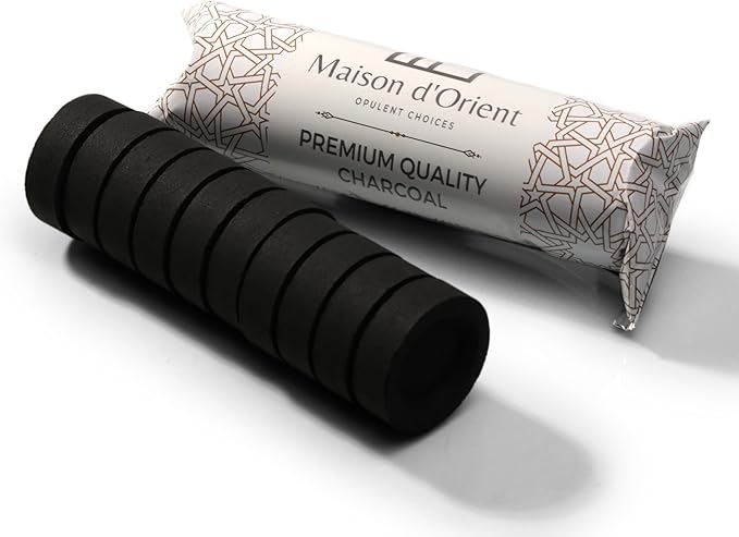 Charcoal Briquettes for Bakhoor (Quick Light Coal) - Bamboo Charcoal for Frankincense and Resin Incense Burner - Small Tablets Single Roll (10 Discs)