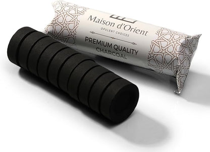 Charcoal Briquettes for Bakhoor (Quick Light Coal) - Bamboo Charcoal for Frankincense and Resin Incense Burner - Small Tablets Single Roll (10 Discs)