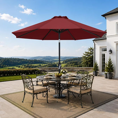 MASTERCANOPY 10ft Patio Umbrella with Tilt & Crank, Burgundy | 8 Sturdy Ribs, Vented Top, UV & Water Resistance, Quick Setup – Perfect for Garden, Deck, Backyard, Pool