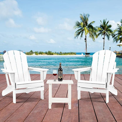 Apolimi Adirondack Outdoor Side Table, 2-Tier Sturdy Patio End Table Weather Resistant, 16.5" Solid Side Table for Patio, Pool, Porch