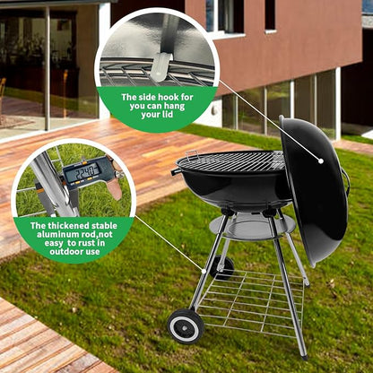 Charcoal Grill, 22 Inch Outdoor Enamel Apple Shape Portable Camping Grill Barbecue Charcoal Bbg Kettle Grill