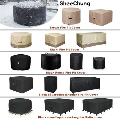 SheeChung Fire Pit Cover Square 50"Lx50"Wx24"H,Waterproof 600D Heavy Duty Fire Pit Table Cover,Gas Propane Fire Pit Covers Square 50 Inch,Tear Resistant,Outdoor Fireplace Cover for Outside,Garden,Yard