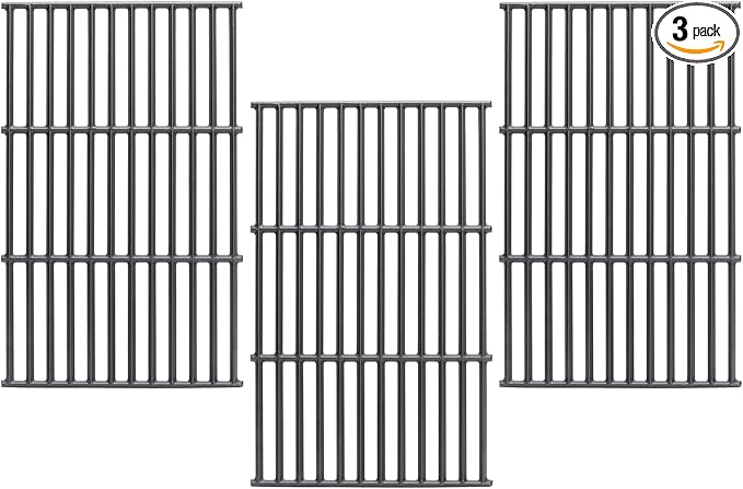 SafBbcue 19.7" Grill Grates for Char-Griller 1733 2735 Smokin' Champ Charcoal Grill Replacement Parts Chargriller 1624 1722 Replacement Parts Cast Iron Grates 3-Pack