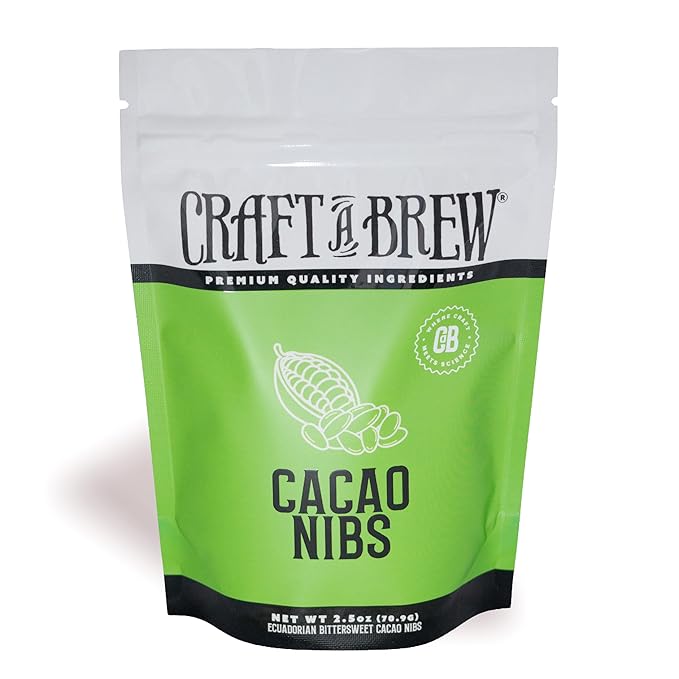 Craft A Brew - Cacao Nibs - Key Component for Chocolate Stout - For Beer Brewing - Ecuadorian Bittersweet Cacao Nibs - 2.5 oz Pack