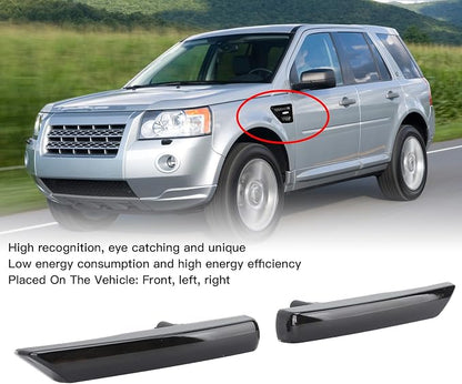 LED Side Air Vent Grille Lamp LED Grille Running Lights Side Vent with Light Bands Replacement for freelander 2 LR2 2007 2014 (Smoky Black)