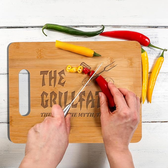 Fathers Day Dad Gifts,Christmas Gifts for Dad,Dad Birthday Gift from Daughter Son Unique Engraved Cutting Board The Grillfather The Man The Myth, The Legend(BEST DAD), Medium, Wood