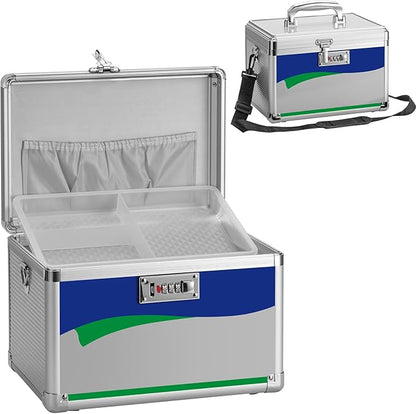Medicine Lock Box with Combination Lock - 11.2 x 7.6 x 7.6 Inches - First Aid Safe Medication Storage Box, Medications and Personal Items, Safe Boxes for Home and Outdoor - Silver