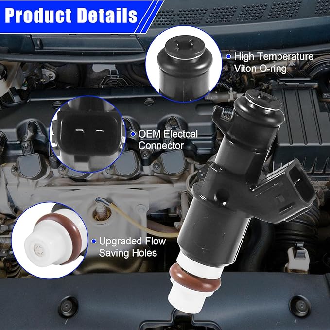 Set of 6 Fuel Injectors for Honda Accord Odyssey Pilot Ridgeline Acura MDX TL 3.0L 3.2L 3.5L V6 2003-2017 Replacement 16450-RCA-A01 FJ485 8001492N