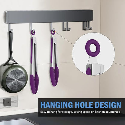 Tongs for Cooking, 600ºF High Heat-Resistant Stainless Steel Kitchen Tongs with Silicone Tips, Non Scratch, Locking Tong for BBQ Grilling Air Fryer Food Salads, Set of 2 (9" and 12") Purple
