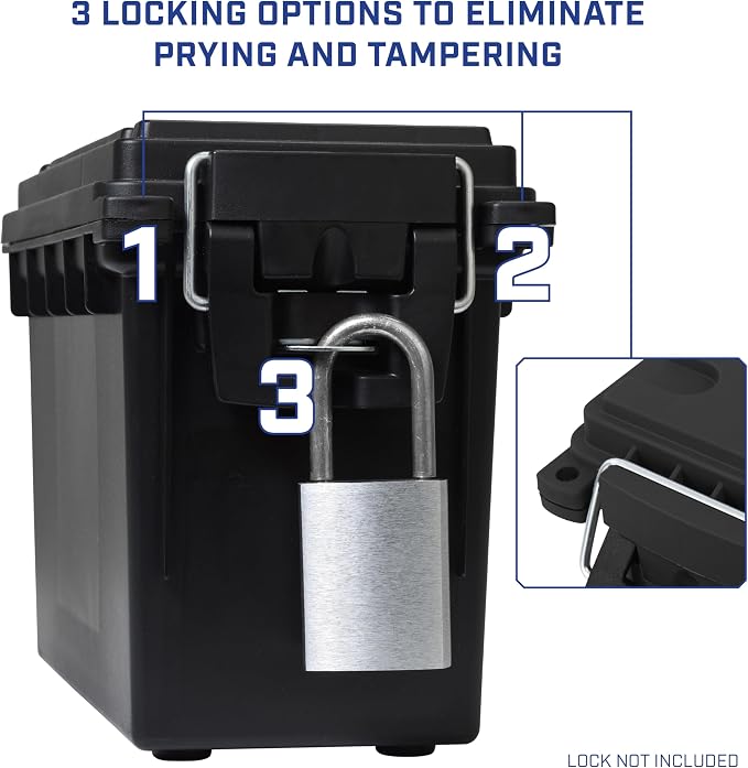 Sheffield Ammo Box Made in USA, Stackable Lockable Ammo Storage Box, Black | 2 Pack Lockable Storage Box, Water and Dust Resistant Dry Box, Secures Hunting Gear, Gun Accessories, Supplies, and Bullets