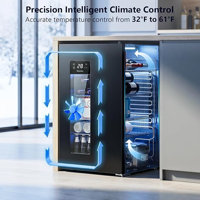 COWSAR 3.2 Cu.Ft Beverage Refrigerator, Electronic Control & LCD Display, 20-50℉ Temperature Range – Mini Fridge for Soda, Wine or Beer