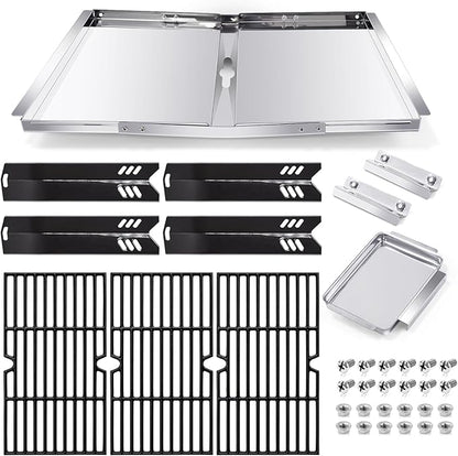 Hiorucet Grill Grease Tray Kits for Dyna Glo DGF493BNP Replacement Parts, Backyard BY13-101-001-12, Adjustable 24''-30'' Drip Pan, Grates, Heat Plates for Dyna Glo Grill Replacement Parts 4 Burner.