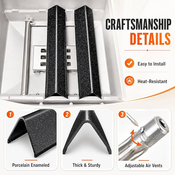 Spirit e210 Grill Parts, 7635 Flavorizer Bars and 69785 Grill Burner for Weber Spirit E210 E220 S210 S220 with Front Control, GS4 Spirit ll Parts, Gas Grill Flavor Bars and Burners