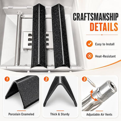 Spirit e210 Grill Parts, 7635 Flavorizer Bars and 69785 Grill Burner for Weber Spirit E210 E220 S210 S220 with Front Control, GS4 Spirit ll Parts, Gas Grill Flavor Bars and Burners