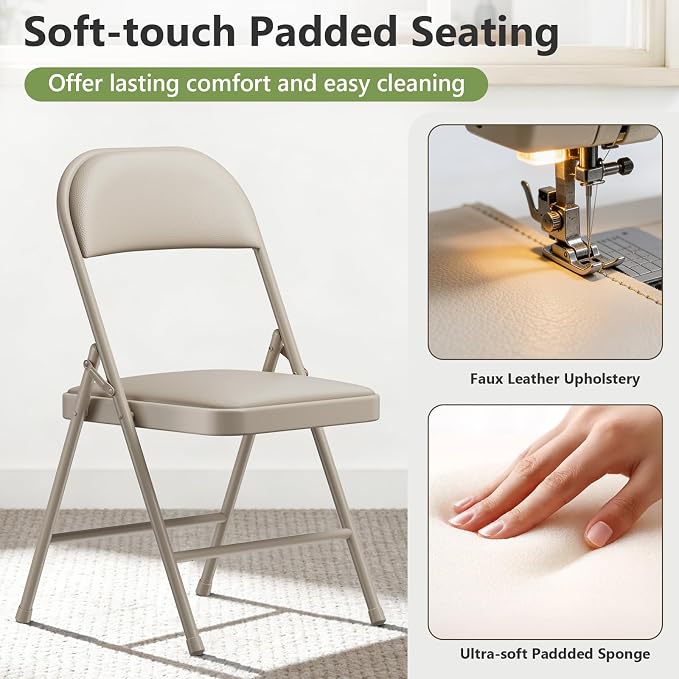 Folding Table and Chairs Set for 4, 5 Piece Card Table Set with 36" Square Foldable Table & 4 Padded Folding Chairs, Portable Indoor Outdoor Dining Table Set for Picnic, Camping, RV, Game Night, Patio