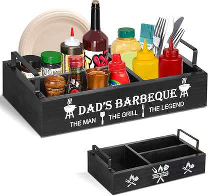 Grill Utensil Caddy, BBQ Accessories Storage Box, Picnic Condiment Caddy, BBQ Organizer for Camping Outdoor, Ideal Organizer for Picnic Condiment and Outdoor Griddle Accessories