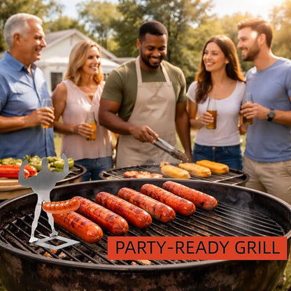 4 PCS Funny BBQ Muscle Man Hot Dog Holders-Reusable Stainless Steel Sausage Stands-Portable Hot Dog Roasters-Barbecue Grill Accessories for Camping & Party Gifts (10, Silver)