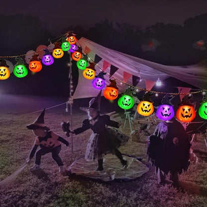 Windpnn Upgraded Solar Halloween Lights Outdoor, Solar Powered Pumpkin String Lights,16ft 20LED 8 Modes Waterproof Halloween String Lights for Garden Patio Landscape Halloween Decorations(Multicolor)
