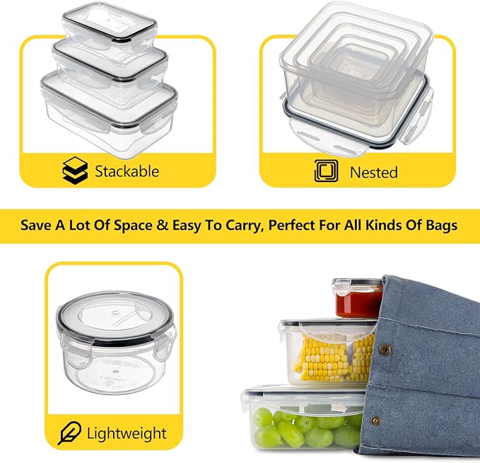 52 PCS Food Storage Containers Set with Airtight Lids (26 Lids &26 Containers) - BPA-Free Plastic Food Container for Kitchen Storage Organization, Salad Fruit Lunch Containers with Labels & Marker | (26 Lids &26 Containers) Food Container for Kitchen S...
