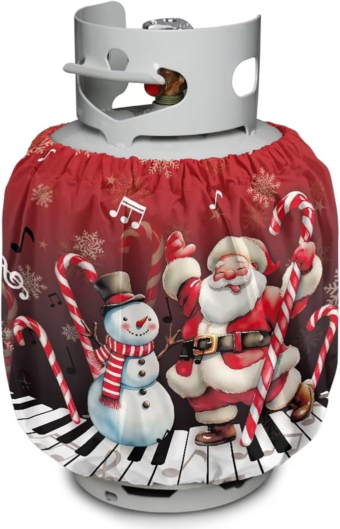 Santa Claus Propane Tank Cover 20lb Waterproof Gas Tank Cylinder Cover for Outdoor Camping Yard Party Easy to Install Grill Accessories Christmas Decoration